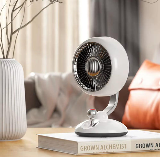 🌬💡 Ventilateur de Table avec Lampe Intégrée – 2 en 1 Rétro & Rechargeable