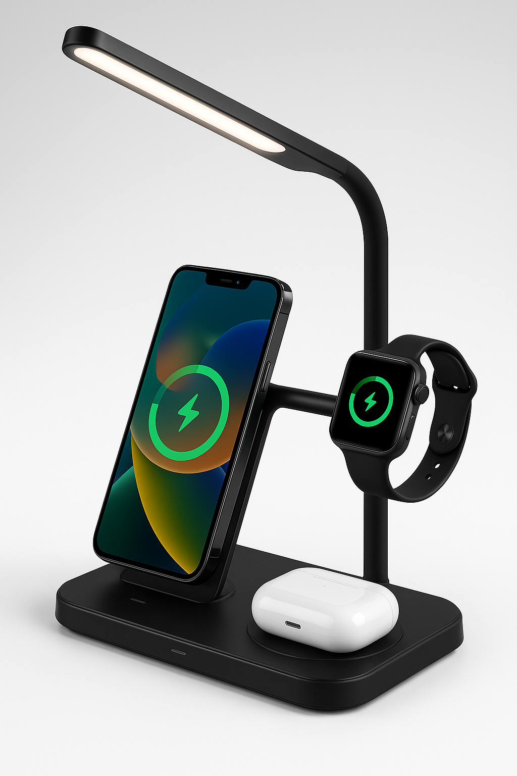 CHARGEUR SANS FILS 4 EN 1 AVEC LAMPE DE BUREAU
