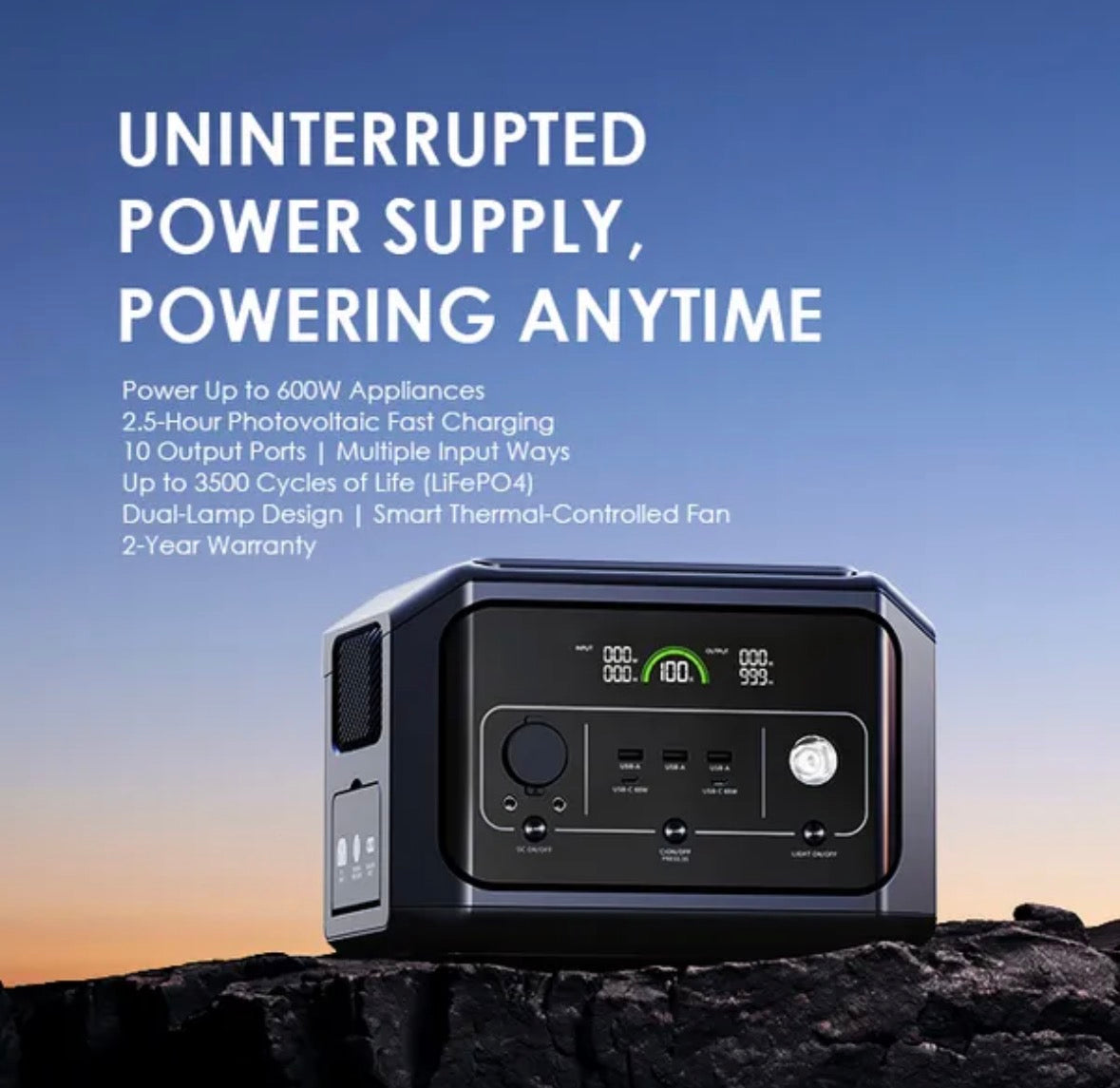 🟢 Oraimo PowerStation 600 – Centrale Électrique Portable 600W