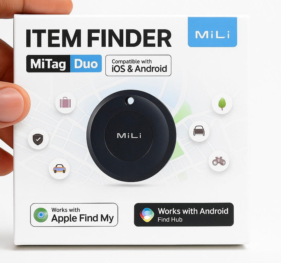 Tracker Professionnel MiLi MiTag Duo – Localisateur intelligent iOS & Android