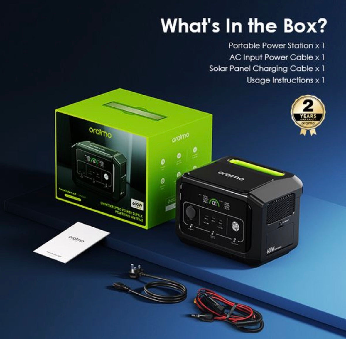 🟢 Oraimo PowerStation 600 – Centrale Électrique Portable 600W