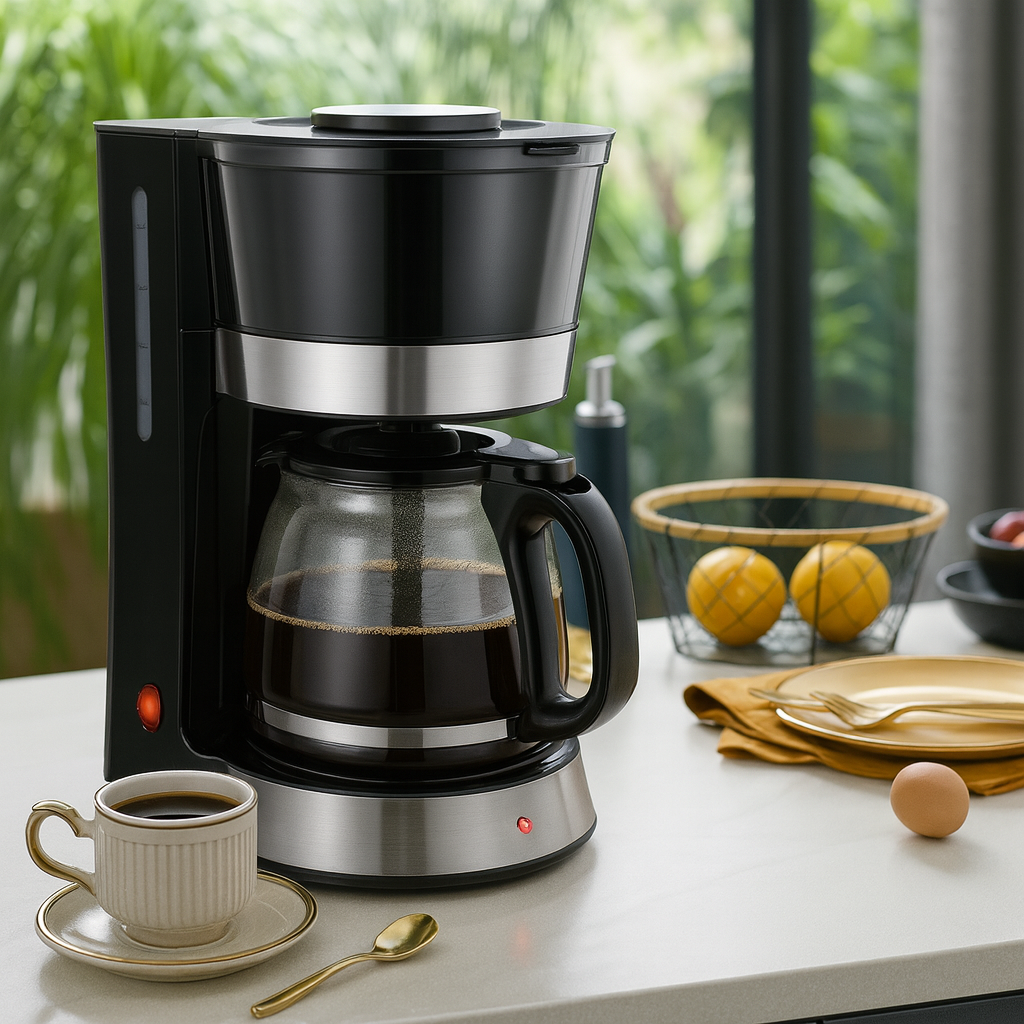 ☕ Machine à café moulu Grande Capacité – 1,25L + Verseuse en Verre