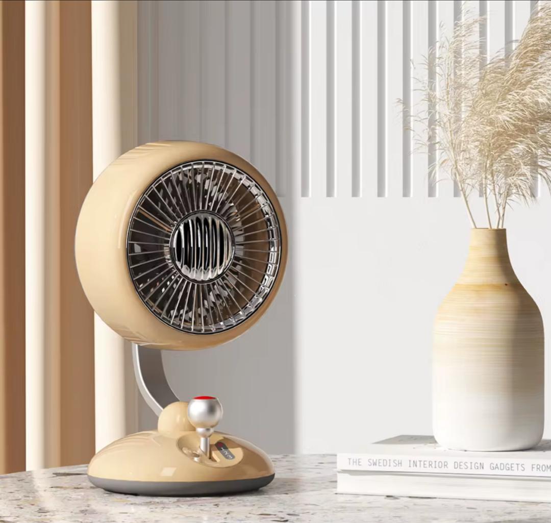 🌬💡 Ventilateur de Table avec Lampe Intégrée – 2 en 1 Rétro & Rechargeable