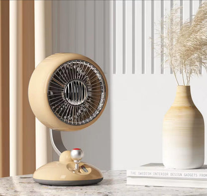 🌬💡 Ventilateur de Table avec Lampe Intégrée – 2 en 1 Rétro & Rechargeable