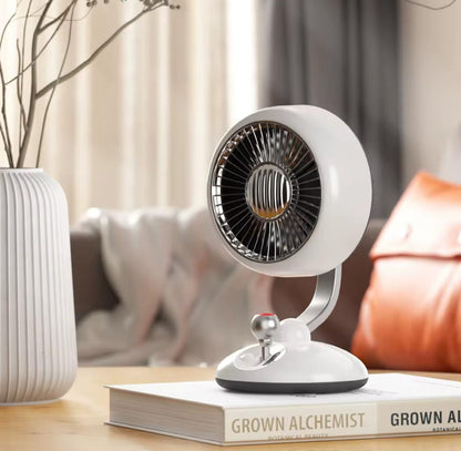 🌬💡 Ventilateur de Table avec Lampe Intégrée – 2 en 1 Rétro & Rechargeable